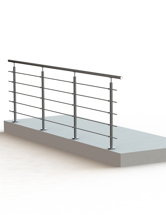 Rustfrit gelænder med medløbere