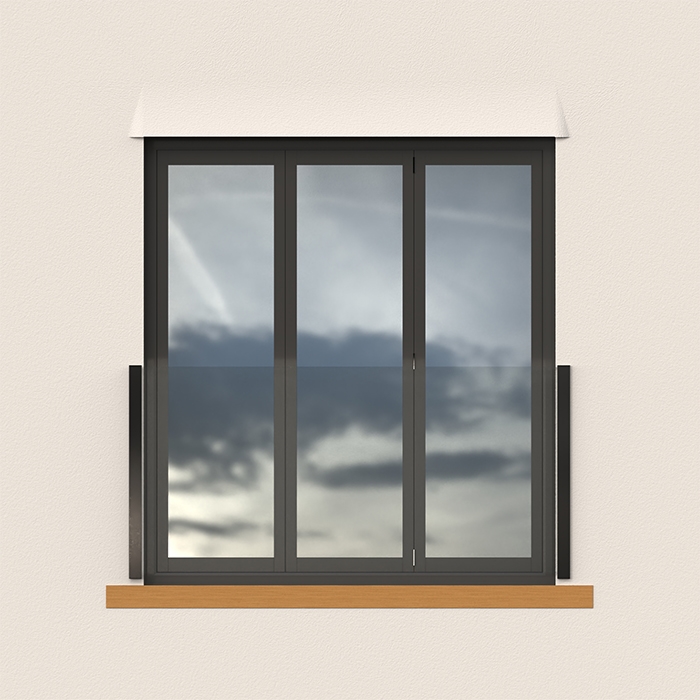 Glasskinne til fransk altan black | 13,5mm glas