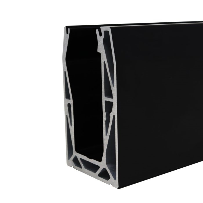 Bundmonteret profil i sort anodiseret aluminium